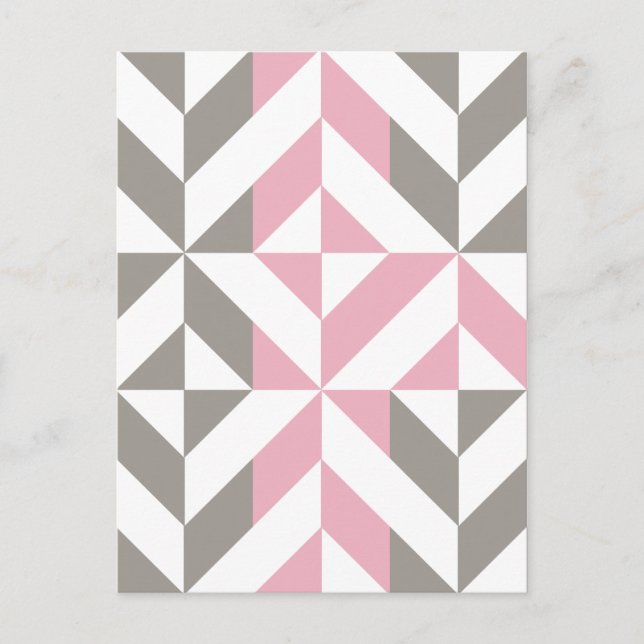 Carte Postale Pink Raspberry and Silver Geometric ZigZag (Devant)