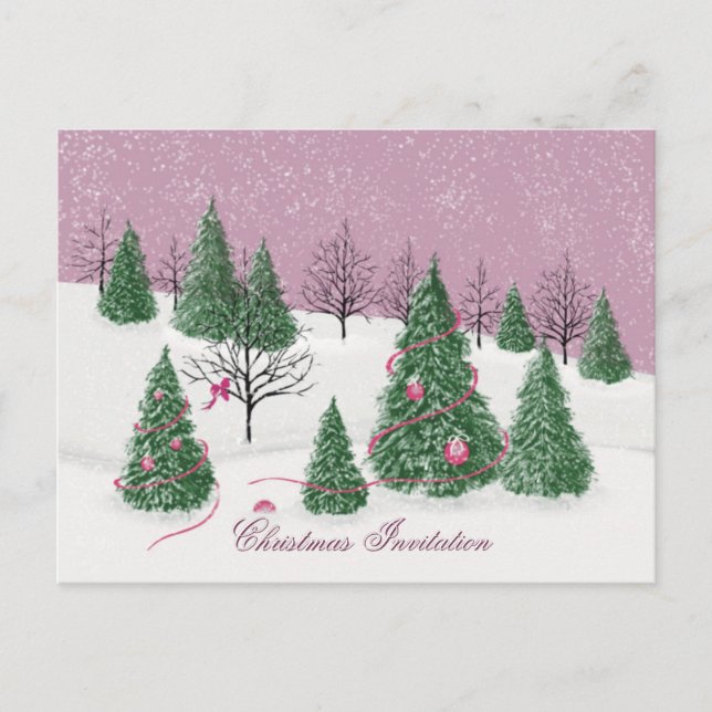 Carte Postale Pink Rose Enchanted Forest Holiday Letter Card (Devant)