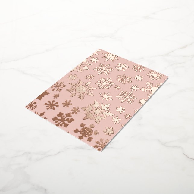 Carte postale Pink Rose Gold Snowflacon Noël Foil (Rotation)
