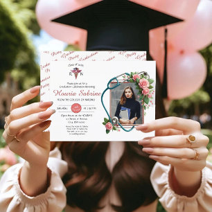 Carte Postale Pink Roses Stethoscope Infirmière Infirmière Invit