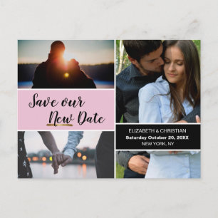 Carte Postale Pink Sauver notre nouvelle date Photo Collage Mari