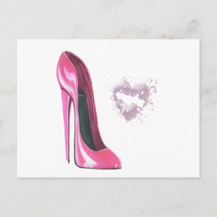 Carte Postale Pink Stiletto et Kiss