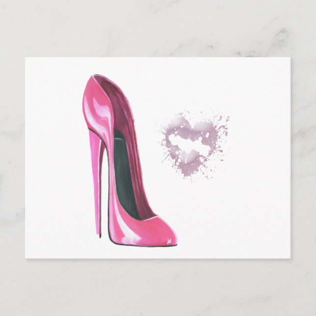 Carte Postale Pink Stiletto et Kiss (Devant)