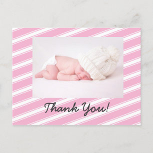 Carte postale Pink Stripes Cute Girly Girly Art Mo