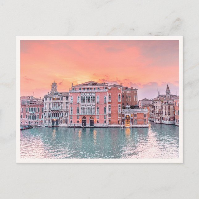 Carte Postale Pink Sunset on the Grand Canal Venice Italy Photo (Devant)