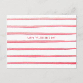 Carte Postale Pink Watercolor Stripes Valentine's Day Postcard