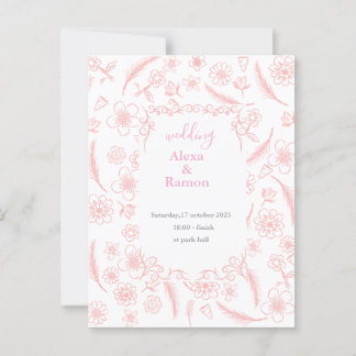 Carte Postale pink wedding