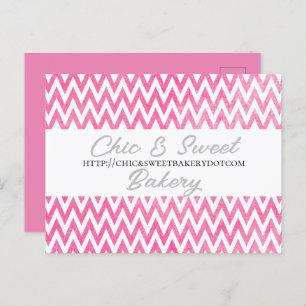 Carte Postale Pink White Chevron Business