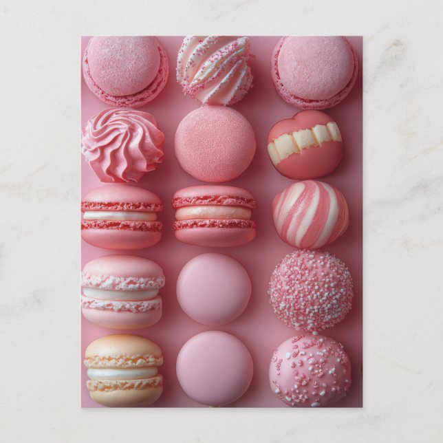 Carte Postale Pinke Macarones et bonbons Saint-Valentin (Devant)
