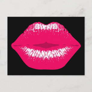 Carte Postale Pinker Kussmund Lippenstiftabdruck Valentinstag
