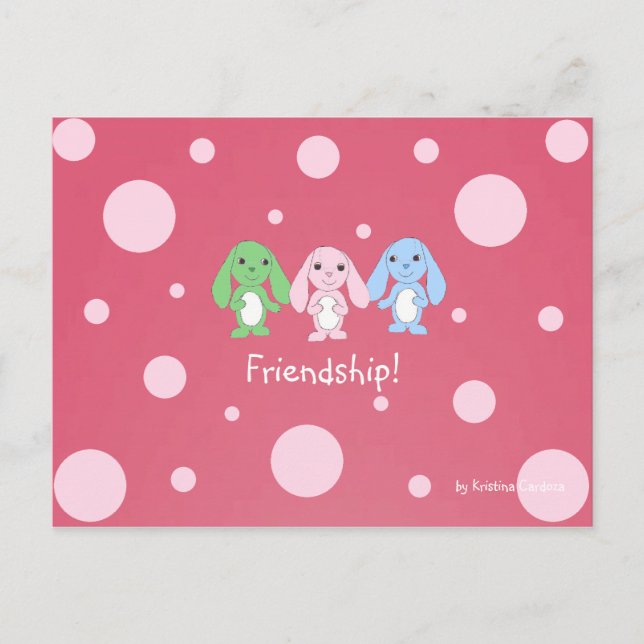Carte postale Pinky Bunny & Friends (Devant)