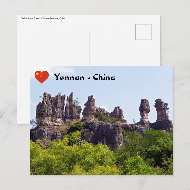 Carte Postale Pinnacles de Shilin Forêt de pierre - Yunnan,Chine (Devant / Derrière)