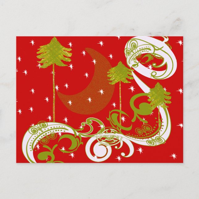 Carte Postale Pins avec lune (Devant)