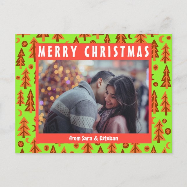 Carte Postale Pins de forêt La Lune Étoiles sur mesure (Devant)