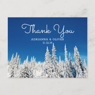Carte Postale Pins de neige Merci de mariage hivernal