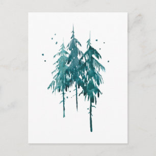 Carte Postale Pins élégants et simples de couleur bleu-vert aqua