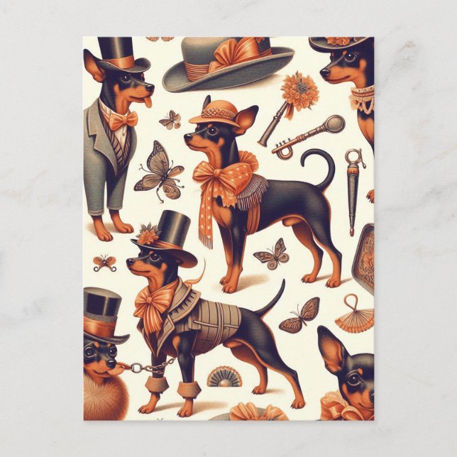 Carte Postale Pinscher sans fil vintage (Devant)