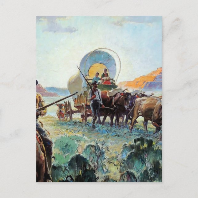 Carte Postale « Pionniers » Art occidental par Herbert M Stoops (Devant)