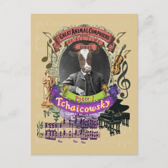 Carte Postale Piotr Tchaicowsky Cow Animal Composer Tchaikovsky (Devant)