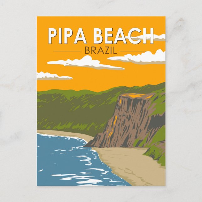 Carte Postale Pipa Beach Brésil Travel Art Vintage (Devant)