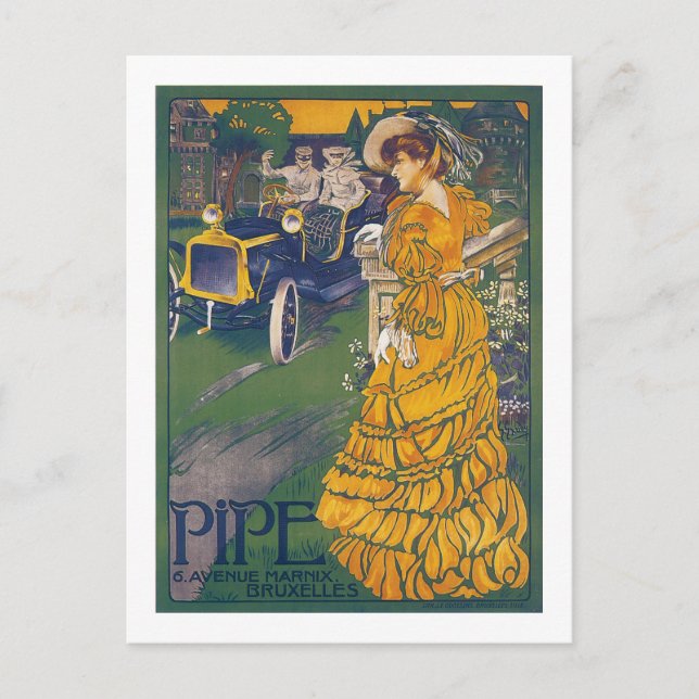Carte Postale Pipe Automobile - Publicité belge Vintage (Devant)