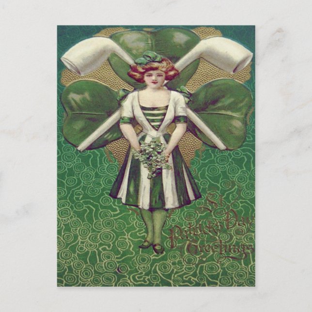 Carte Postale Pipe en argile trèfle femme (Devant)