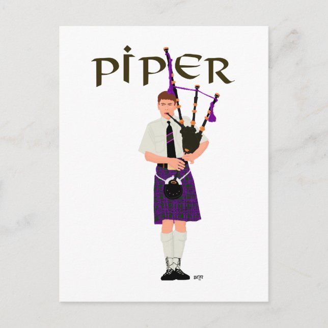 Carte Postale PIPER carreau violet (Devant)