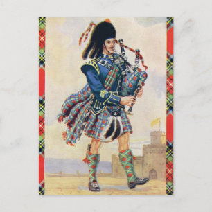 Carte Postale Piper écossais, balançoire du kilt