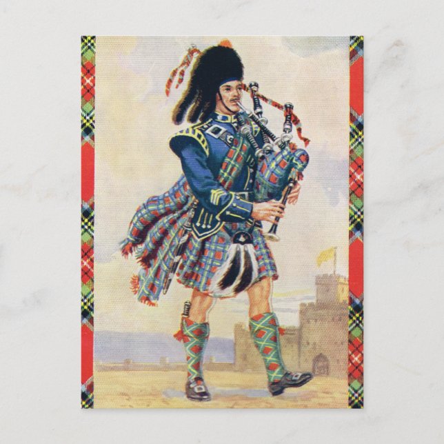 Carte Postale Piper écossais, balançoire du kilt (Devant)