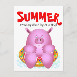 Carte Postale Pique-nique d'été à la plage piscine fête cochon d