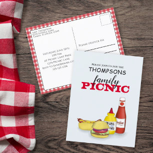 Carte Postale Pique-nique d'été mignon Tendance de cuisine de pl
