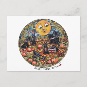 Carte Postale Pique-nique d'Halloween Scottish Terrier