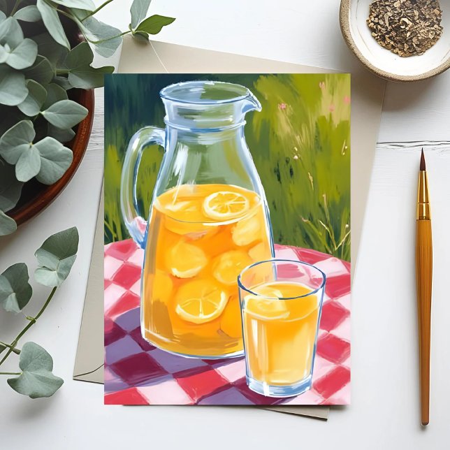 Carte Postale Pique-nique Limonade | Citrons Fruit Peints (Créateur téléchargé)