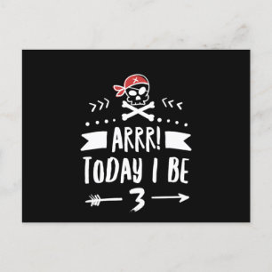 Carte Postale Pirate 3e Anniversaire Arrr aujourd'hui j'ai 3 ans