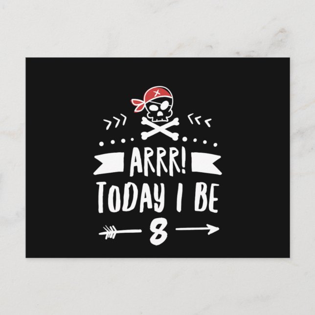 Carte Postale Pirate 8E Anniversaire Fête Arr Aujourd'Hui Je Sui (Devant)