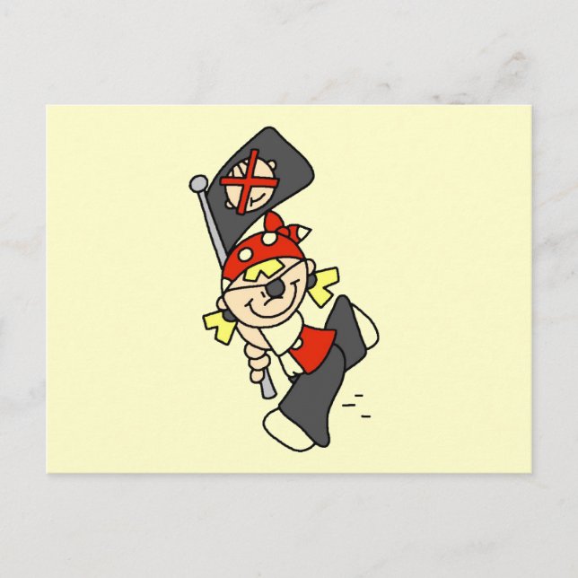Carte Postale Pirate blond avec des tee-shirts et des cadeaux (Devant)