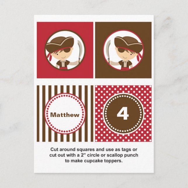 Carte Postale Pirate Cupcake Toppers (Devant)