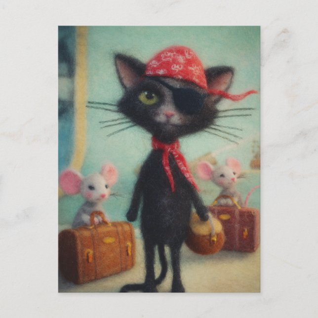 Carte Postale Pirate de chat et souris (Devant)