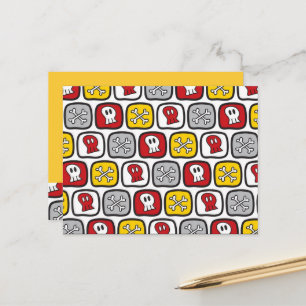 Carte Postale Pirate de dessin animé / Crânes et os de squelette