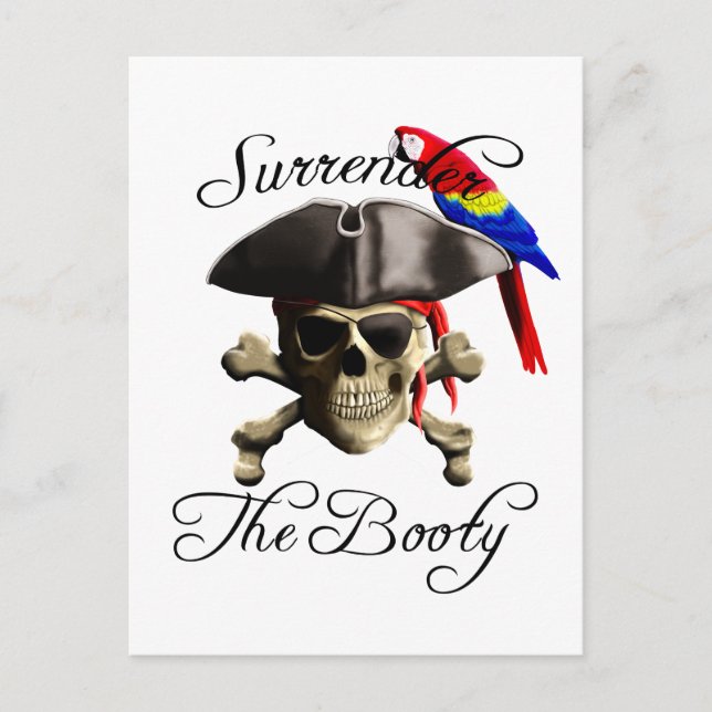 Carte Postale Pirate Drôle Se Rendre Le Butin (Devant)