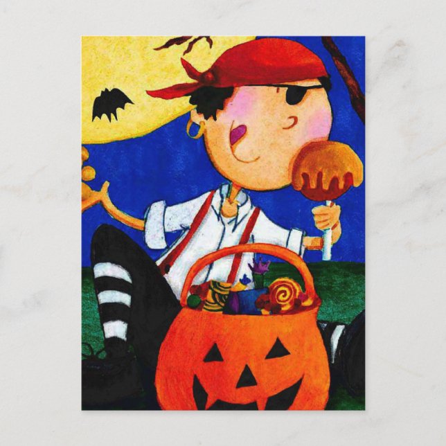 Carte Postale pirate et citrouille (Devant)