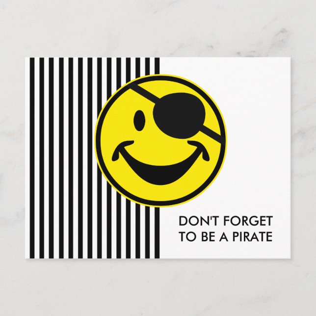 Carte Postale Pirate jaune & rayures + votre dos. & idée (Devant)