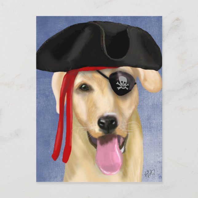 Carte Postale Pirate Labrador jaune (Devant)