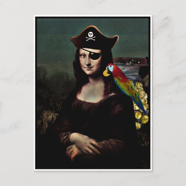 Carte Postale Pirate Mona Lisa avec patchs oculaires (Devant)