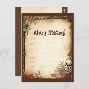 Carte Postale Pirate Skull Parlez comme un anniversaire de pirat
