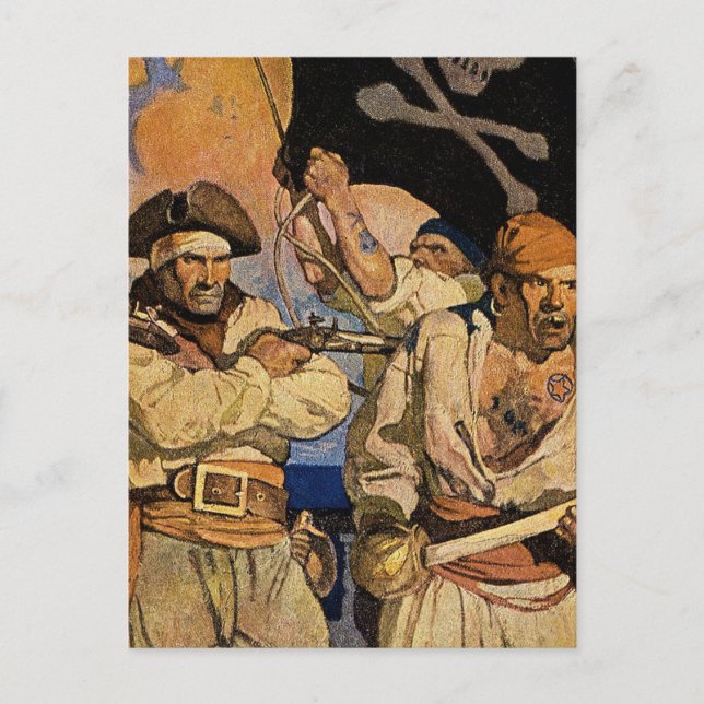 Carte Postale « Pirates » Couverture de l'Île au trésor par NC W (Devant)