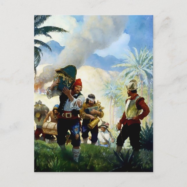 Carte Postale « Pirates et butin » par NC Wyeth (Devant)