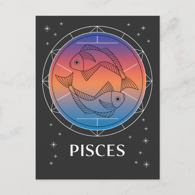 Carte Postale Pisces Dreams Colorful Celestial Pisces Zodiac (Devant)