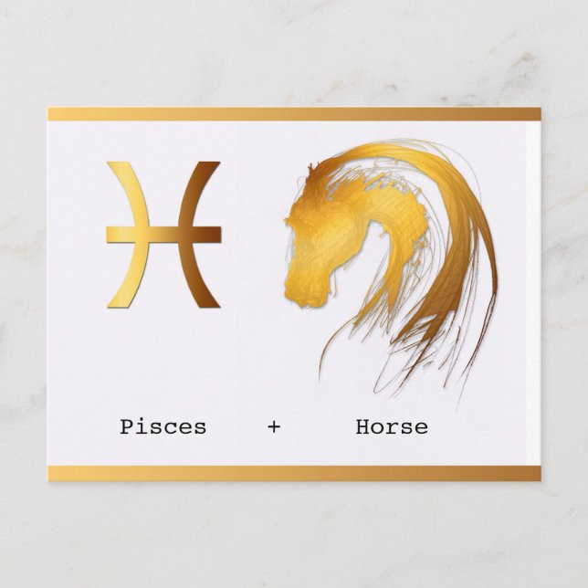Carte Postale Pisces Horse Chinois Astrologie Occidentale annive (Devant)