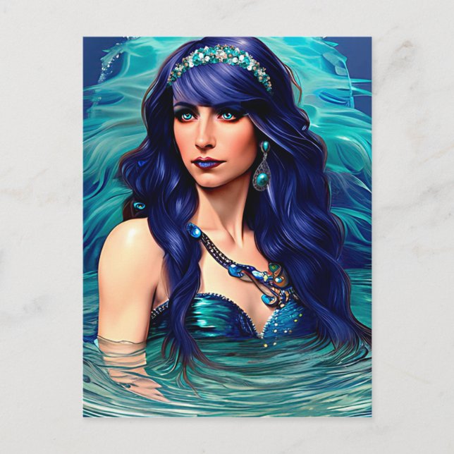 Carte Postale Pisces Mermaid Queen Art Imaginaire original (Devant)